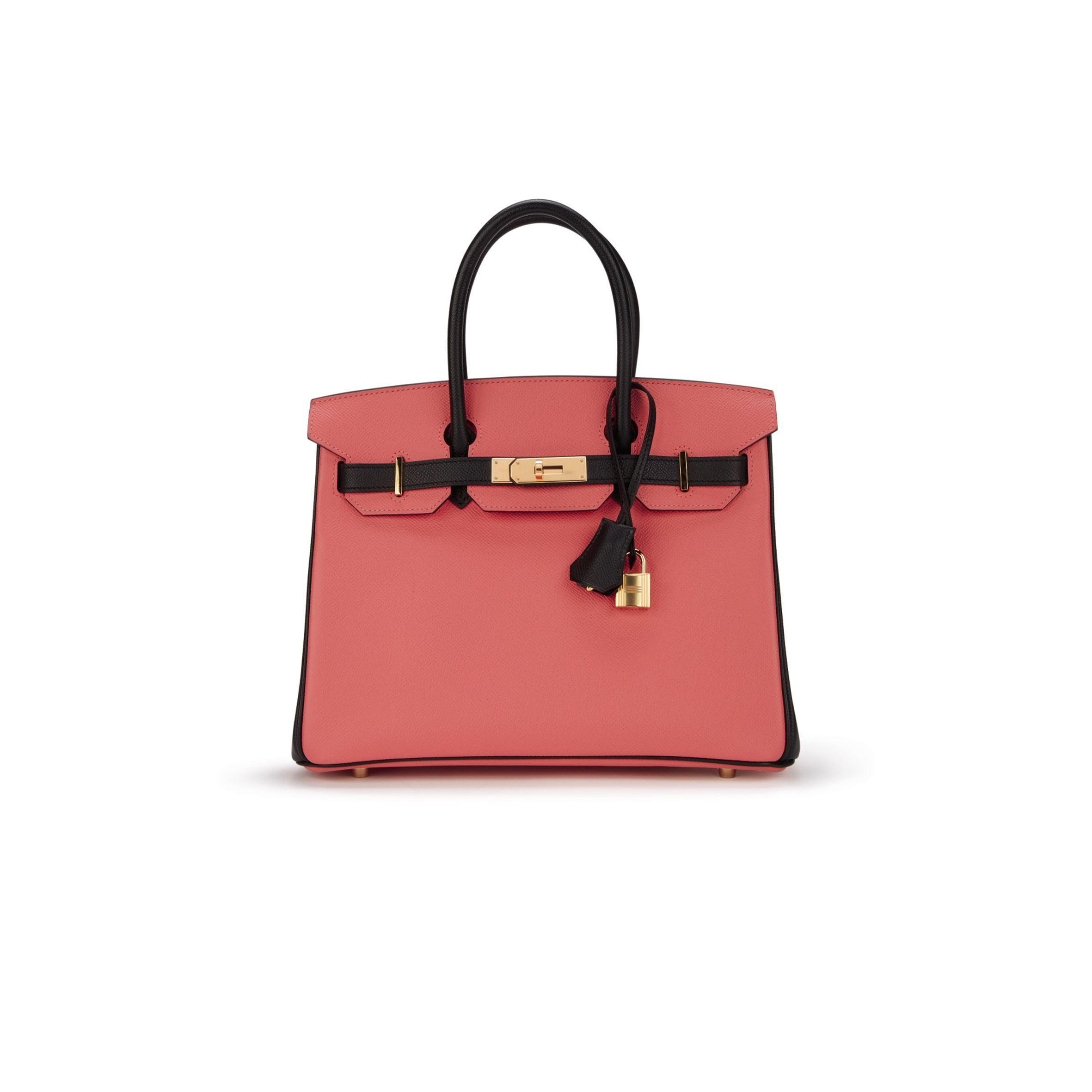 HERMÈS BIRKIN 25 CHEVRE LEATHER MILKSHAKE PINK AND BLACK GOLD BUCKLE BAG H028361CC69 (25*20*13cm)